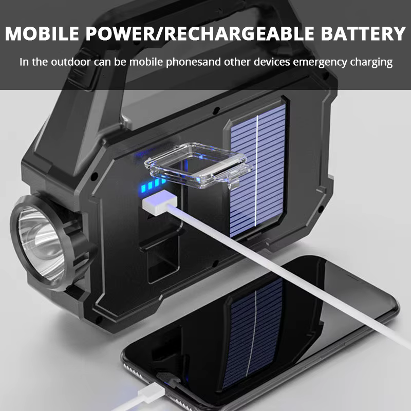 Lampe de poche LED solaire aste, COB, zoomable, étanche, ampoules DulTorch, peut charger le téléphon