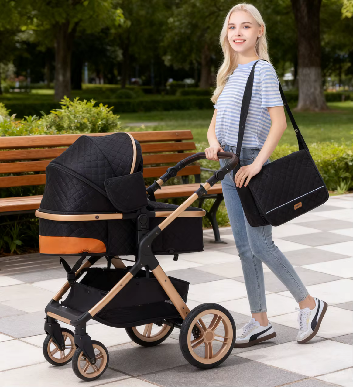 Système de poussette 3 en 1 pour bébé, poussette légère pour nouveau-nés, poussette compacte pliable