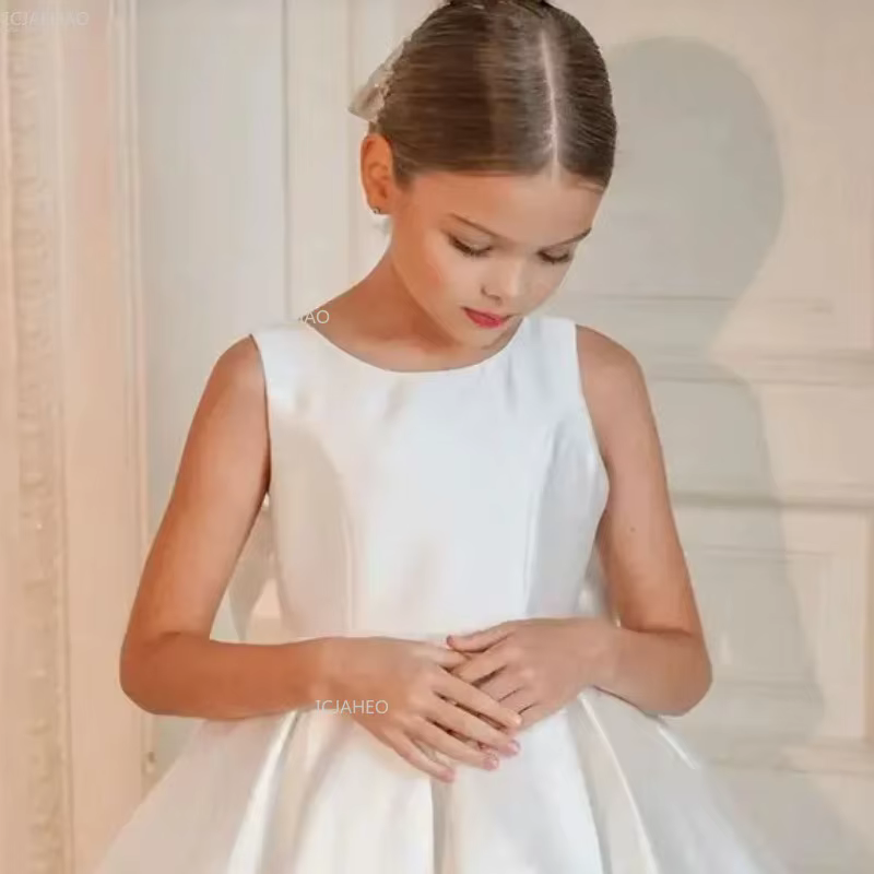 Robe de soirée longue en Satin pour filles, sans manches, Style français, robe de soirée princesse f