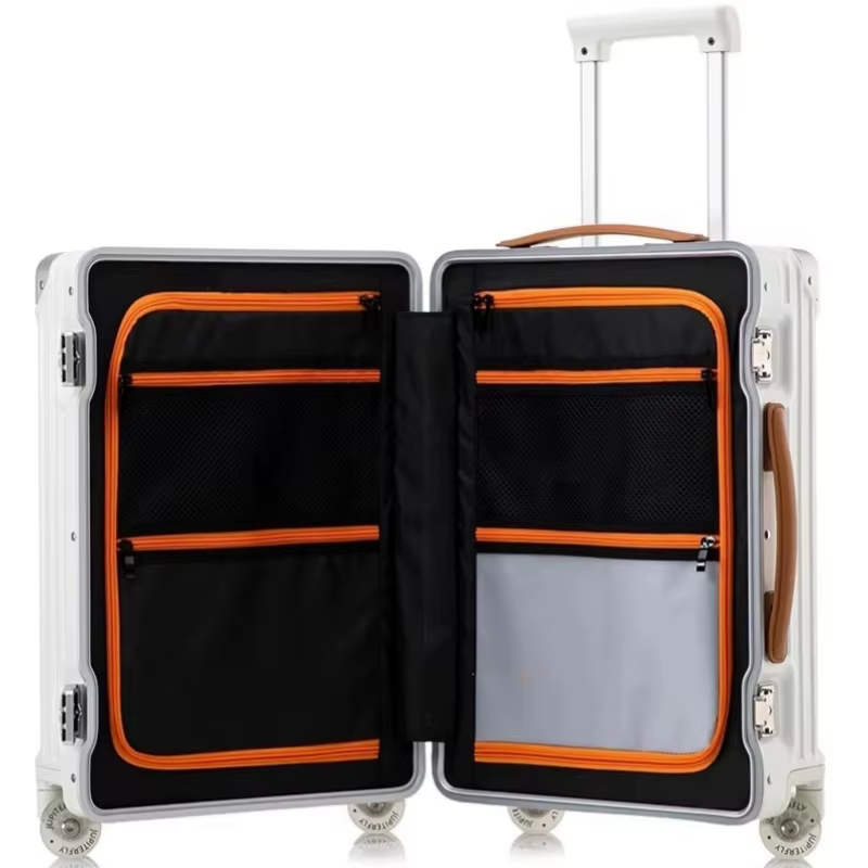 Valise de luxe matériau PC de haute qualité avec cadre en aluminium boîtier de chariot à verrouillag