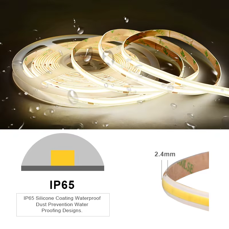 Bande lumineuse LED COB IP65, étanche, 480 LED s/m, ruban Flexible haute densité RA90 3000K 4000K 65