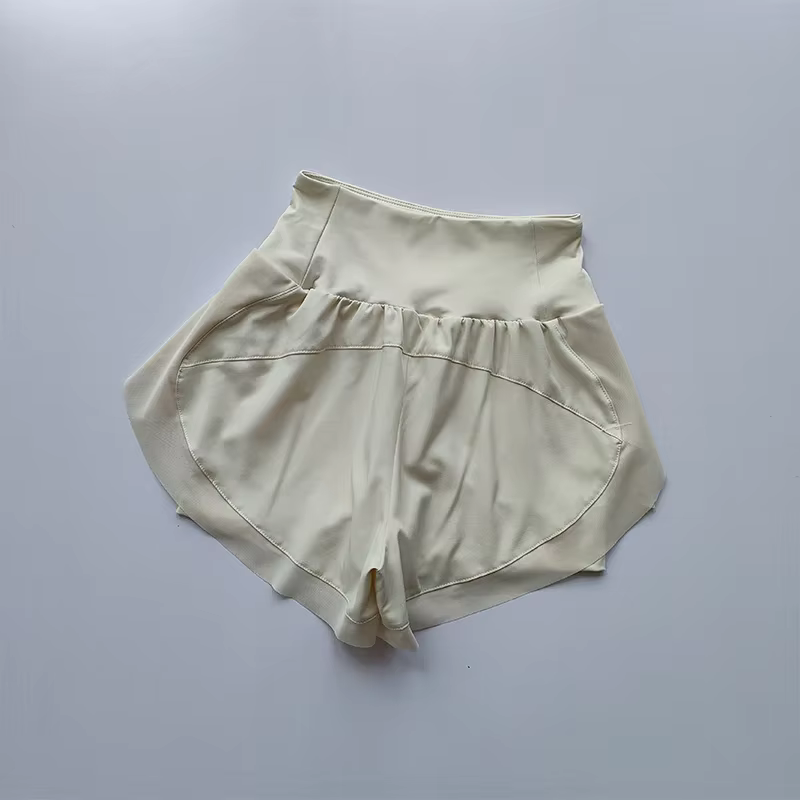 Short de sport taille haute pour femme, maille respirante, double couche, séchage rapide, gym, fitne