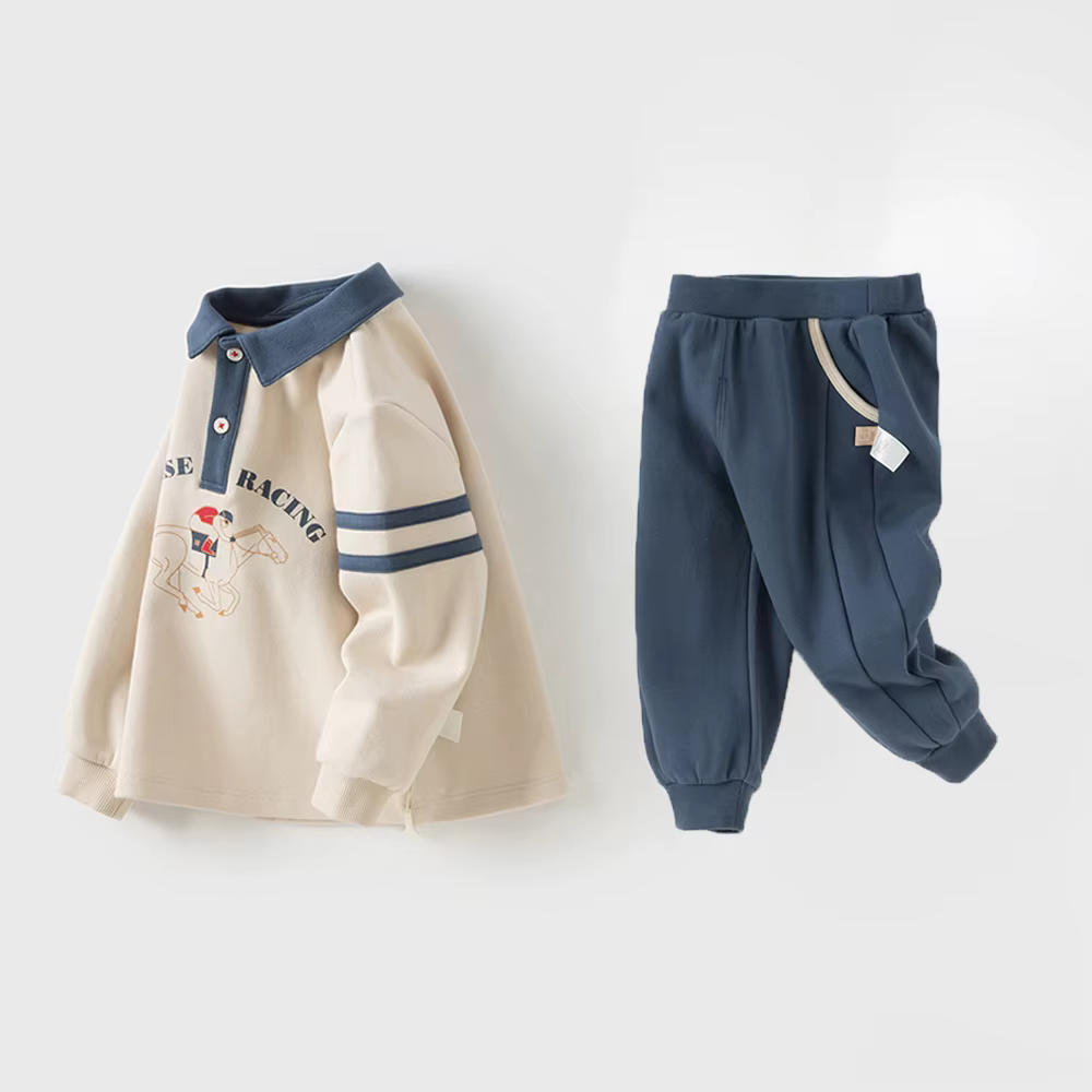 Dave Bella enfants automne printemps Polo T-shirt pantalon costumes garçons pull + pantalon 2 pièces