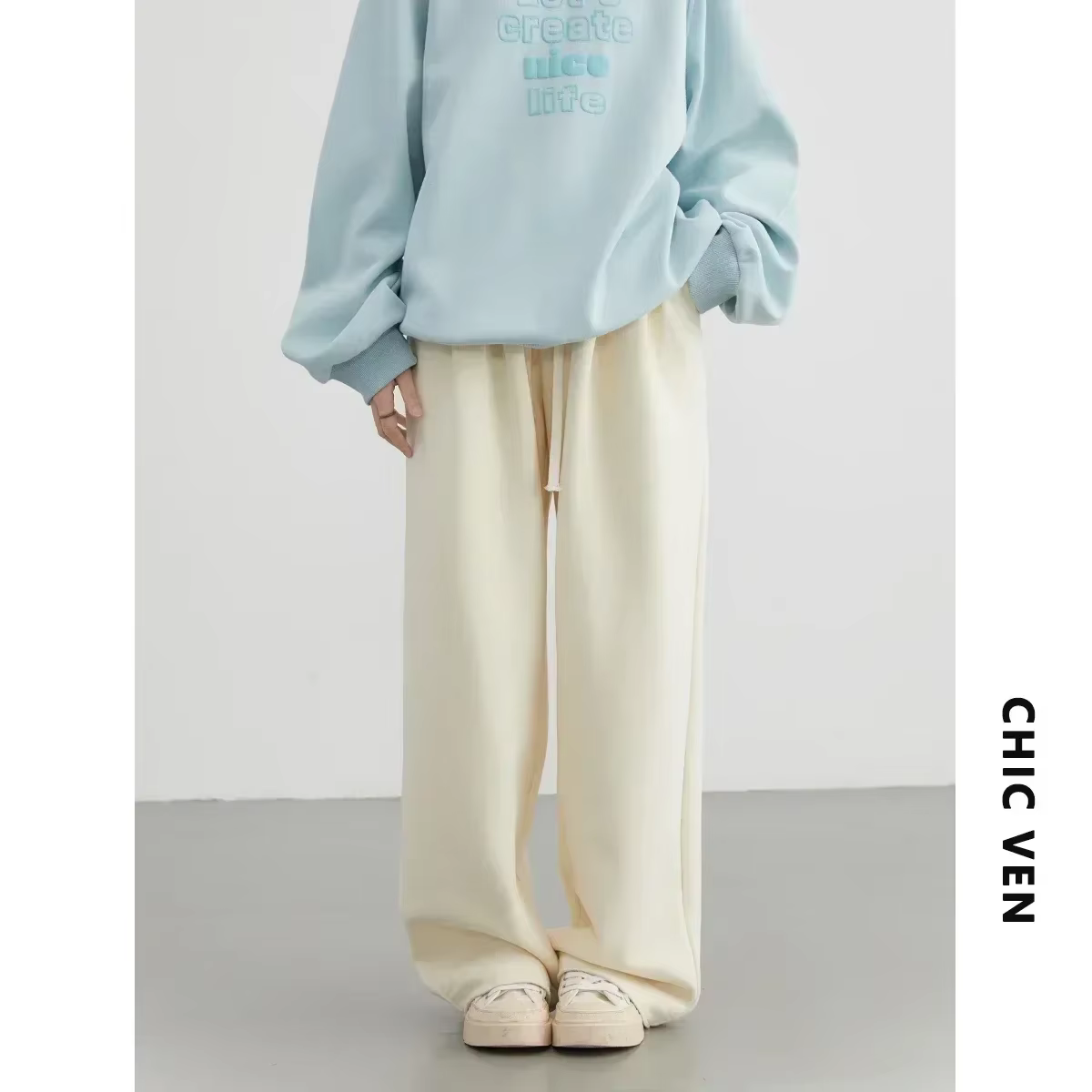 CHIC VEN pantalon femme Streetwear solide ample nouveau cordon sport pantalon décontracté taille hau