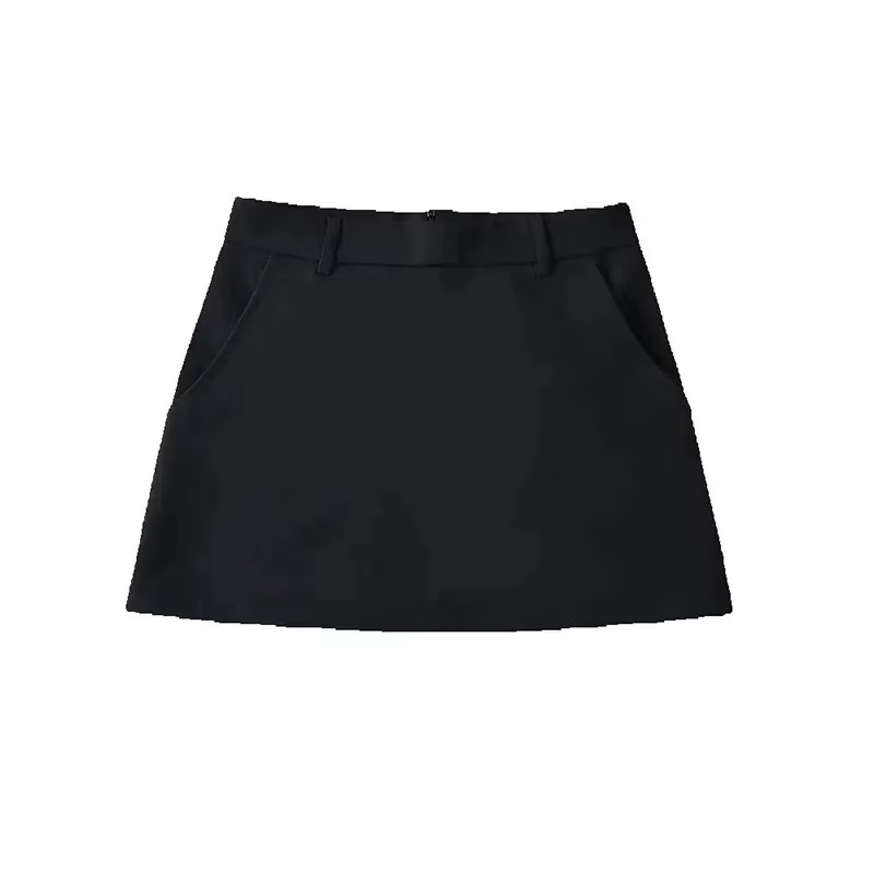 Mooyufon femmes mode solide dos fermeture éclair a-ligne Mini jupe Vintage taille haute femme Chic d