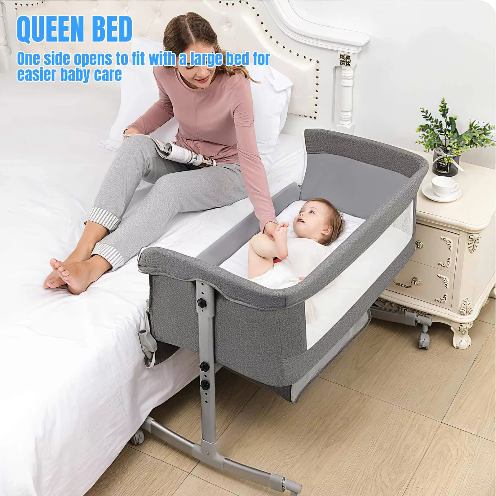 Lit bébé 3 en 1, lit d'appoint, parc pour bébé, 0-3 ans, multifonction, pliable et relevable, avec m