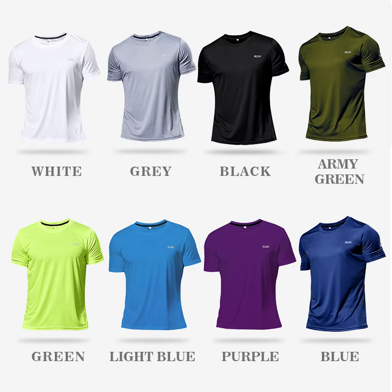 Haute qualité Polyester hommes course t-shirt séchage rapide Fitness chemise entraînement exercice v