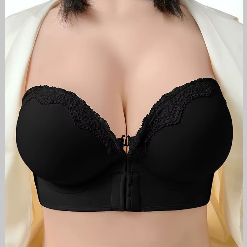 Soutien-gorge push-up ultime 12 cm rembourré à fermeture avant, sans bretelles, décolleté plongeant 