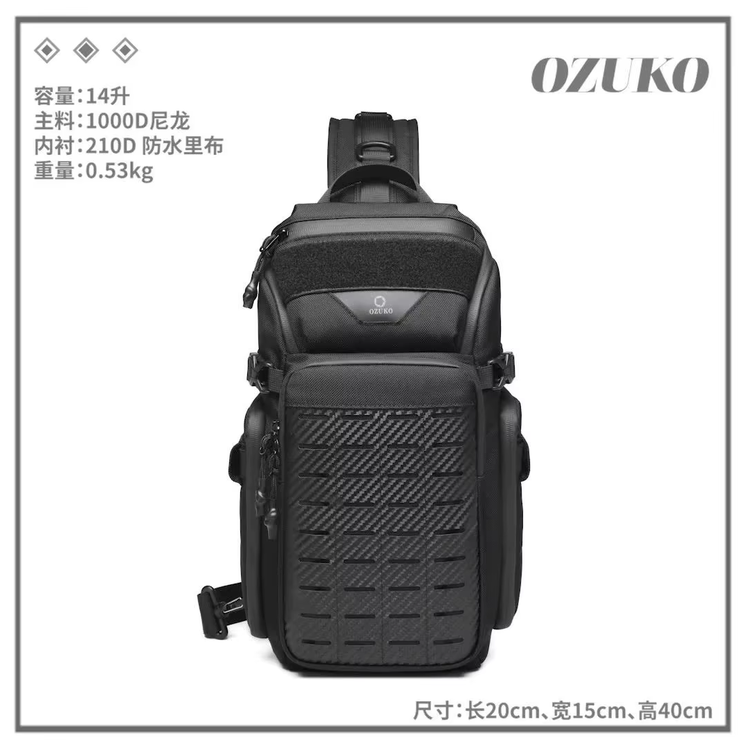OZUKO hommes sacs de poitrine Sports de plein air tactique bandoulière sacs à bandoulière mâle étanc