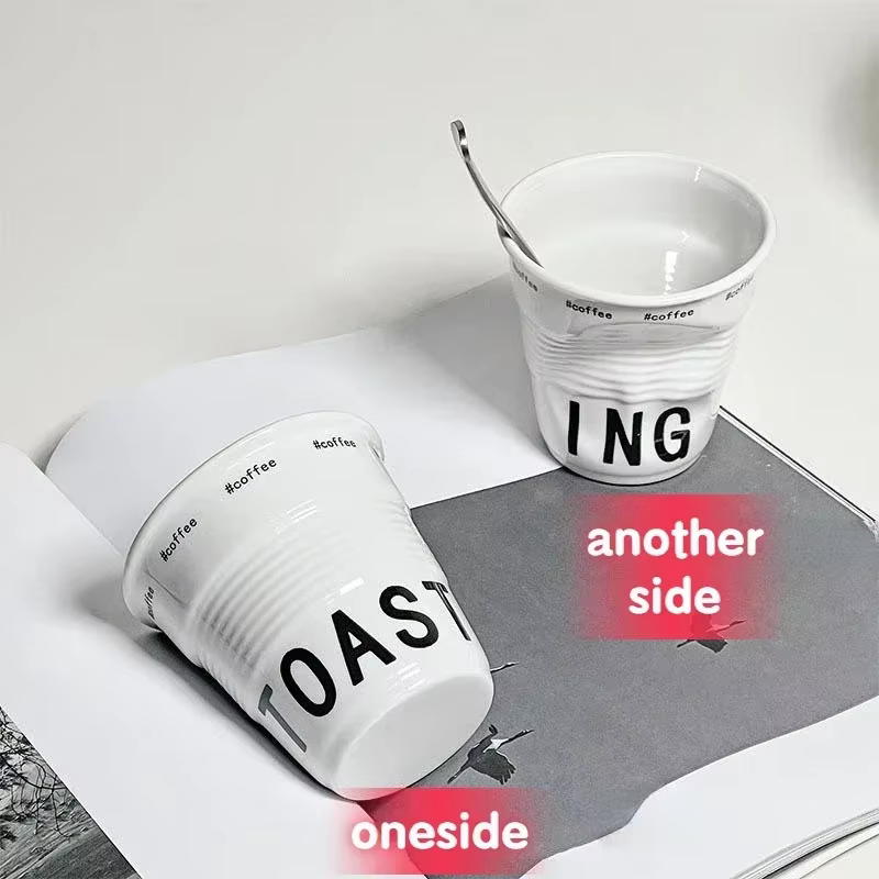 Tasses et tasses de Style coréen de 6.7oz, tasse à café en céramique blanche, tasse anti-rides nordi