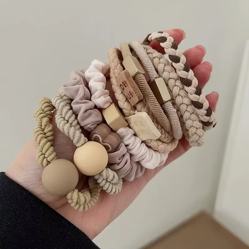 Lot de 10 élastiques à cheveux en cuir pour femme, pour queue de cheval haute, accessoires capillair