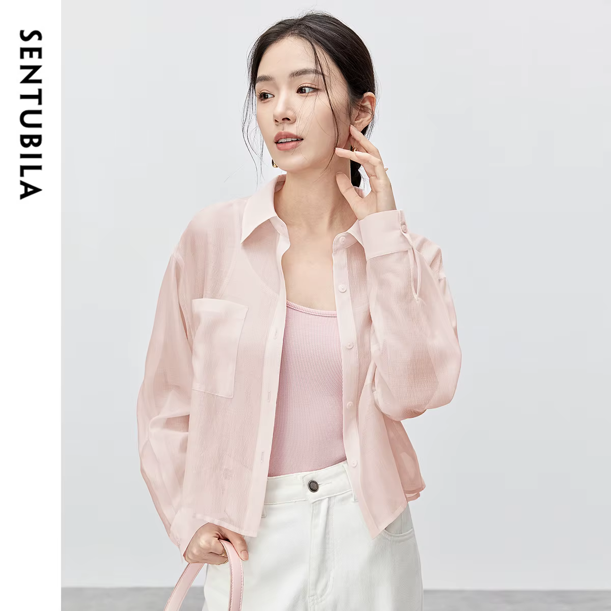 Chemisier femme SENTUBILA en Lyocell, collection Printemps-Été 2026, col à revers, manches longues, 