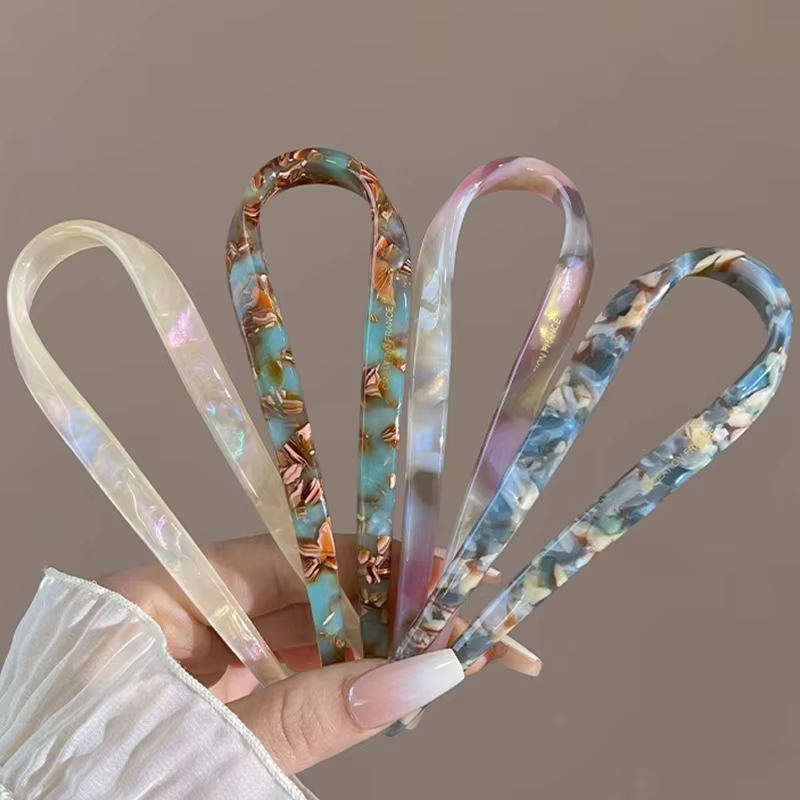 Bâtons de cheveux en forme de U, fourchette à cheveux en acétate acrylique, pinces à cheveux, nœud à