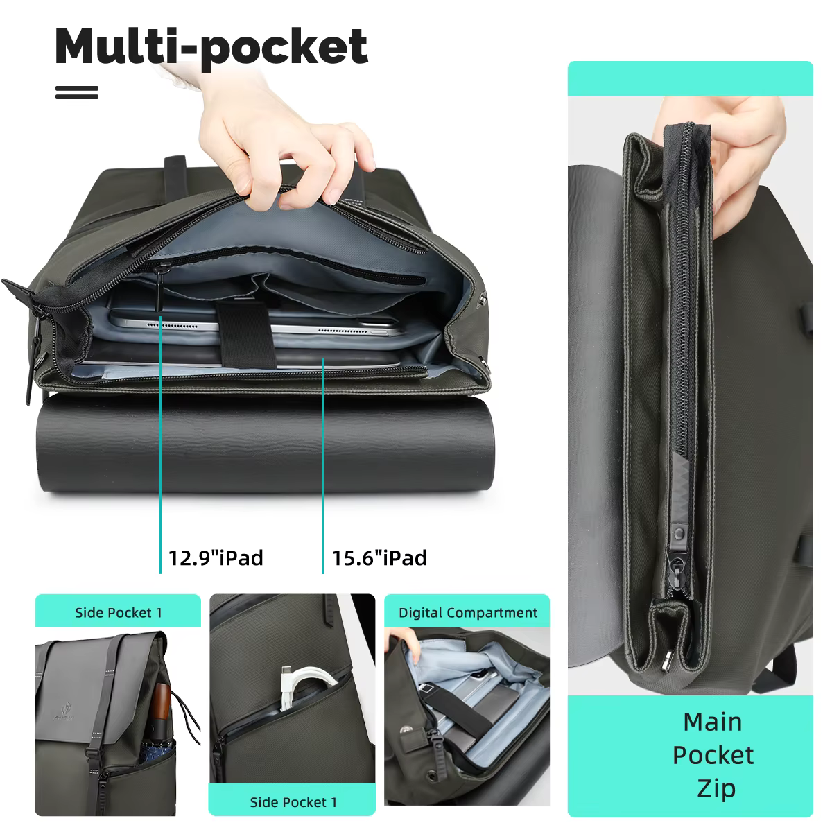 Heroic Knight 15.6 "sac à dos décontracté pour ordinateur portable hommes étanche grande capacité sa
