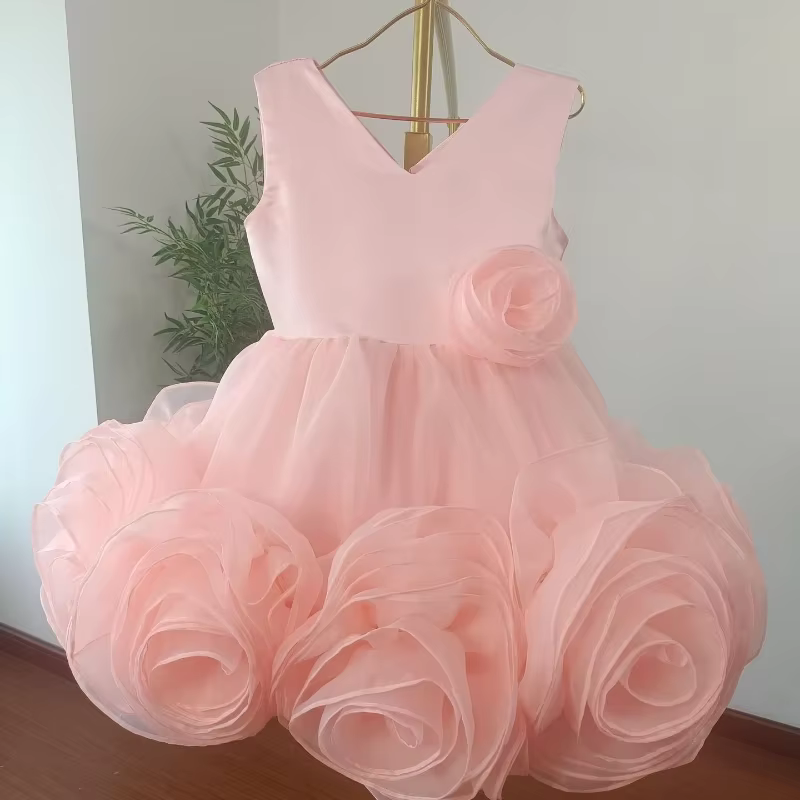 Robe de performance pour filles 2026, nouvelle tendance rose sans manches, pour événements formels,