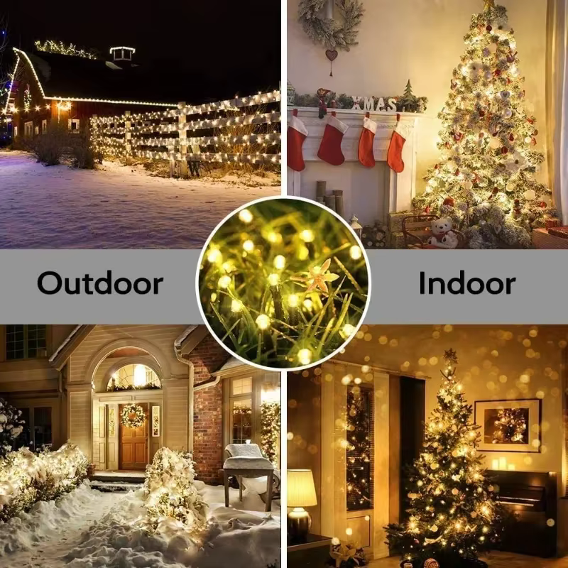 Guirlande lumineuse solaire extérieure LED décoration de noël, guirlande lumineuse solaire fée lumiè