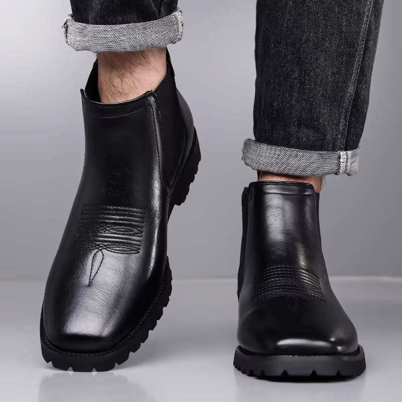 Bottes en cuir pour hommes, style britannique, confortables, décontractées, à semelle épaisse, antid