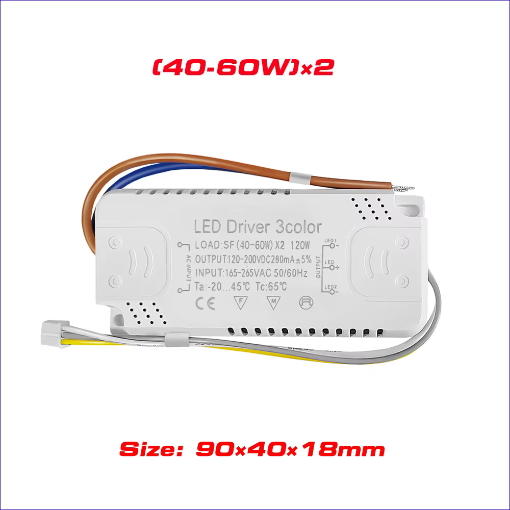 Adaptateur de pilote LED pour alimentation AC 165-265V, 3 couleurs, 40-60W × 2 60-80 × 2, KampmA, un