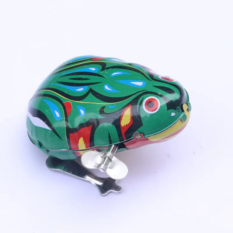 Jouet classique à remonter en étain, grenouille sauteuse, jouet vintage pour enfants, jouet éducatif