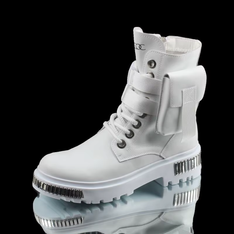 Bottes de moto britanniques à l'offre elles épaisses pour hommes, haut, blanc, velours, moyen, chaud