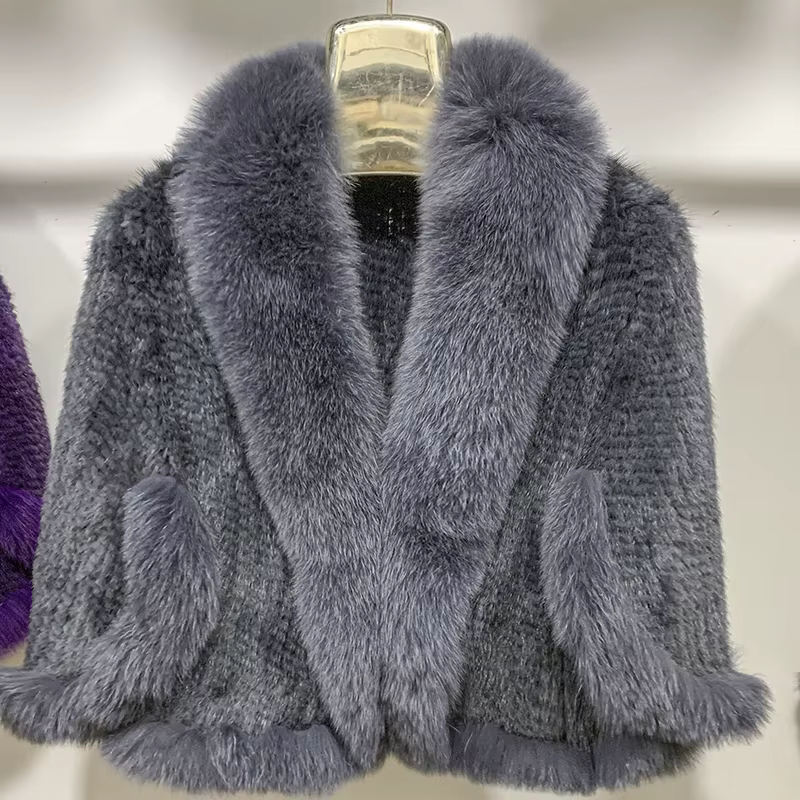 Nouveau Poncho en vraie fourrure de vison tricoté 100% naturel véritable fourrure de vison châle nat