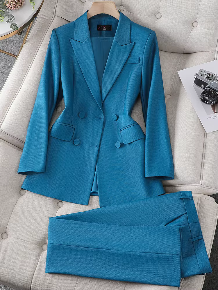 Blazer et pantalon imbibés pour femme, veste à manches longues, surintendant ser, vêtements de trava