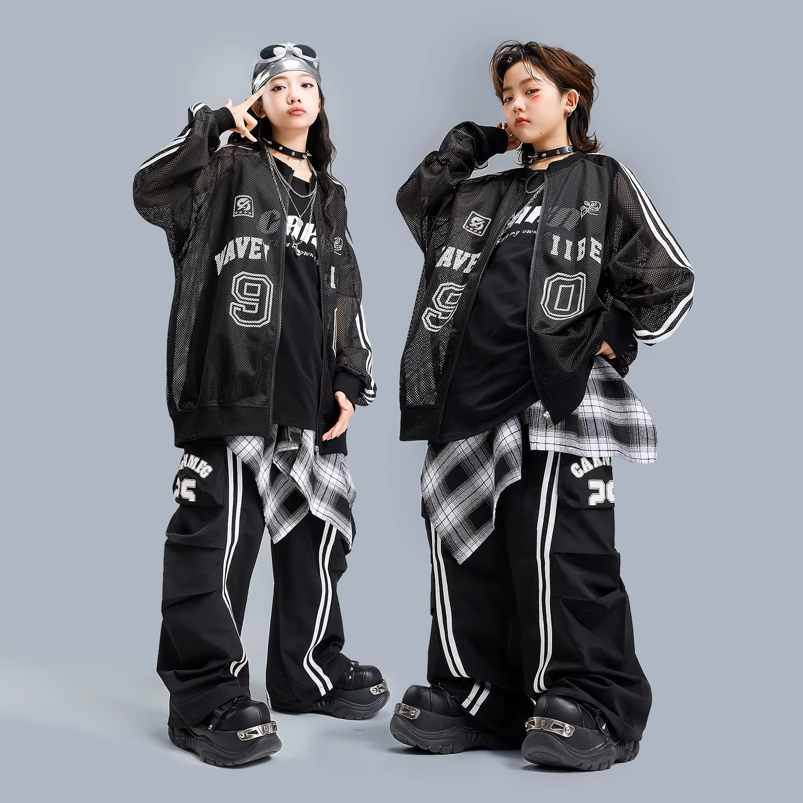 Enfants garçons filles Streetwear Hiphop maille Baseball veste pantalon ensembles enfants manteau pa