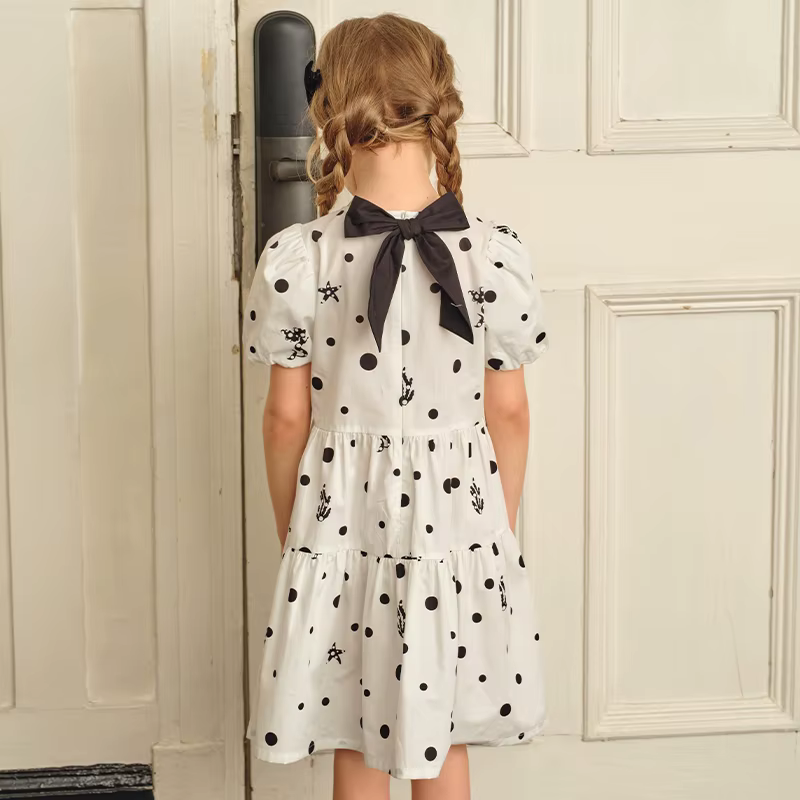 Dave Bella – robe de princesse à manches courtes pour filles, en coton, pour fête d'été et de printe