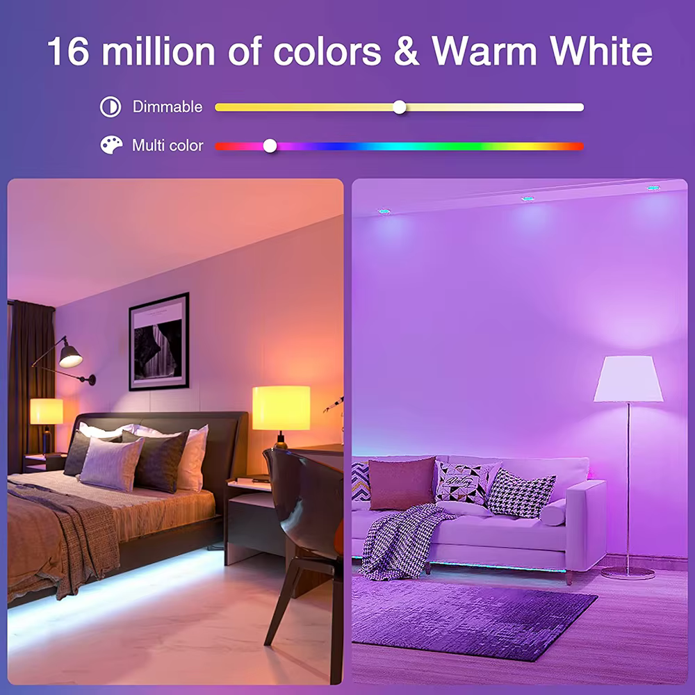 Ampoule LED intelligente WiFi Zigbee, variable, E27, E14, GU10, RGBCW, 2700-6500K, bougie, pour appl