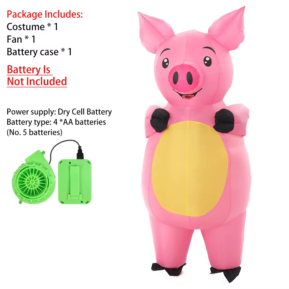 Costume de cochon gonflable intégral rose pour Halloween, tenue de fête fantaisie pour cosplay et ac