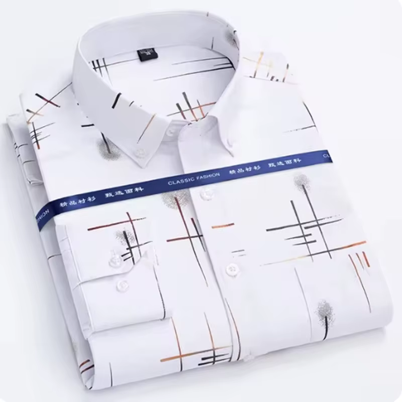 Chemise à manches longues déformable pour hommes, vêtements décontractés d'affaires, mince, coupe co