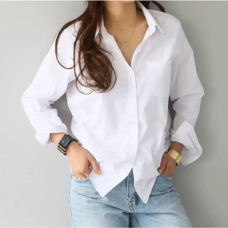 Chemisier en coton chemise blanche mode femmes Blusas Mujer De Moda OL Style hauts décontracté dames