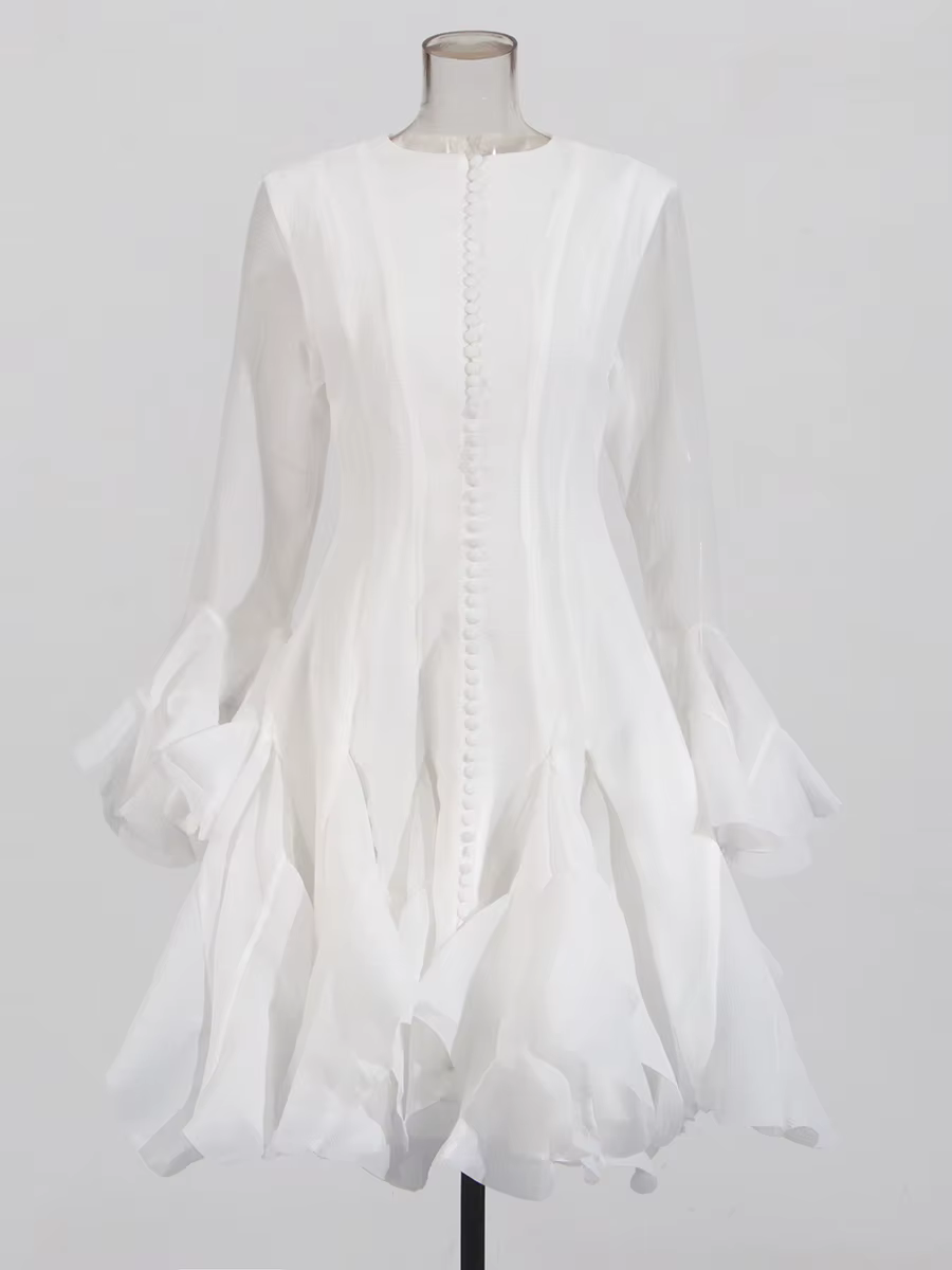 TWOTWINSTYLE – robe plissée irrégulière pour femmes, Patchwork, mode, manches longues lanterne, tail