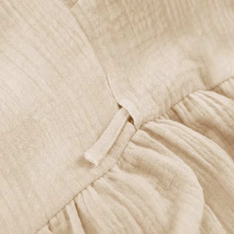 Robe longue vintage à manches bouffantes pour femme, mousseline, pansement, gaze, col en V, bandage,
