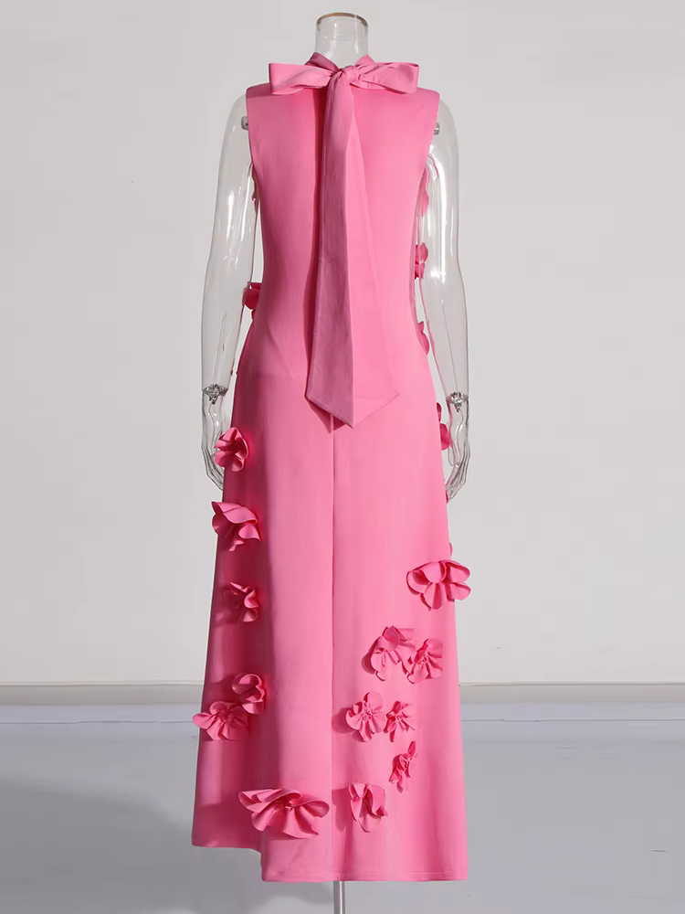 TWOTWINSTYLE – robe longue élégante avec des Appliques épissées pour femmes, col montant, sans manch