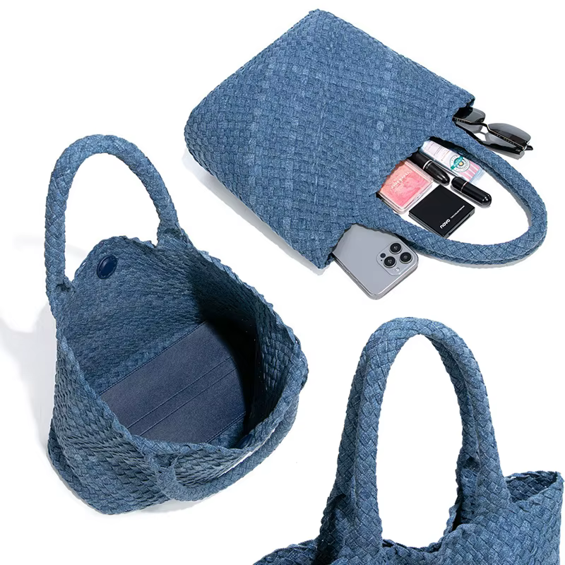 Sac à main en Denim tissé doux et robuste pour femmes, fourre-tout en tricot fait à la main, Style c