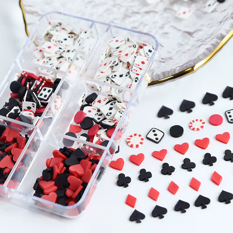 Cartes à jouer accessoires pour ongles breloques à assembler soi-même pique un Poker tranches d'argi