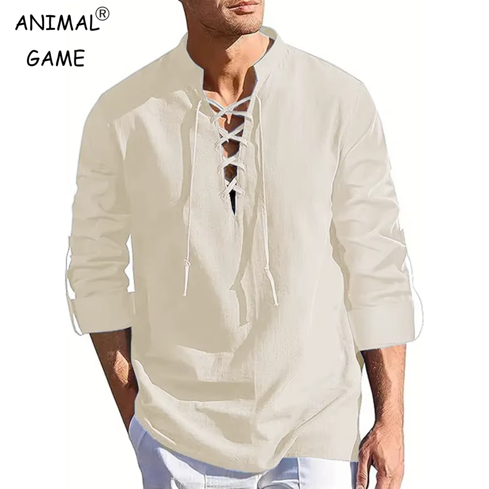 Chemise Renaissance pour hommes, haut Pirate Viking médiéval, manches longues, Costume d'halloween, 