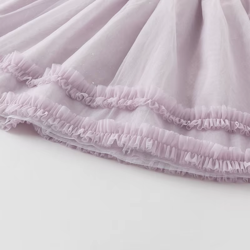 MACGirls-Robe de Princesse en Maille pour Bébé, Tenue Décontractée, à la Mode, Violet, avec Broderie