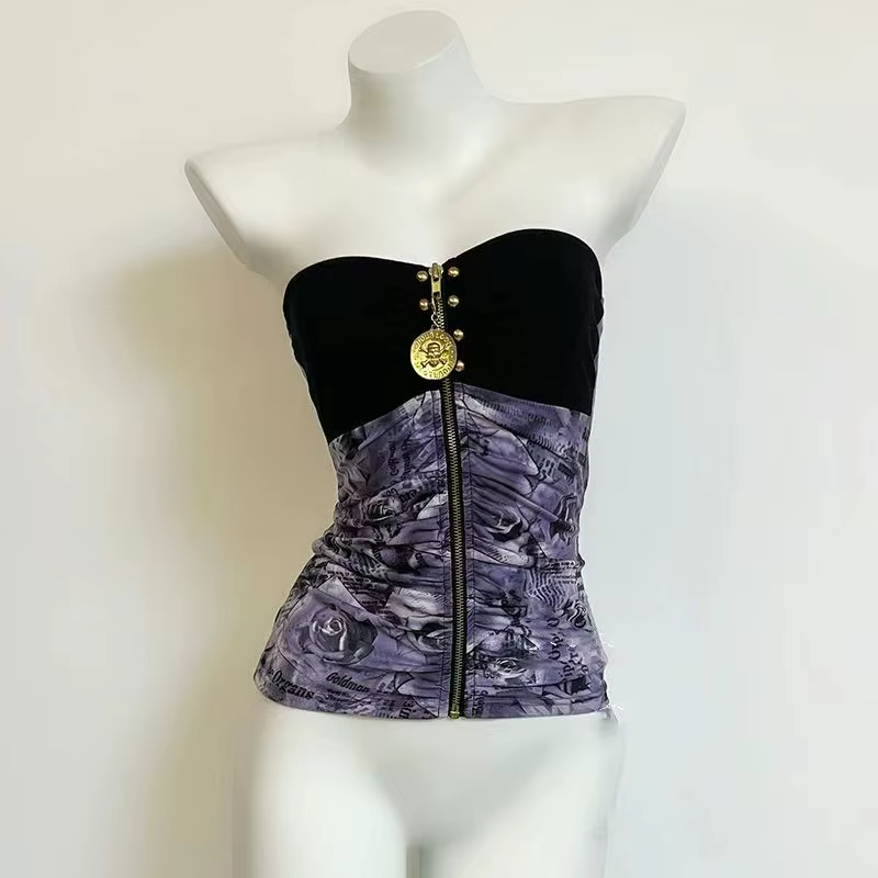Rétro Hottie Slim bretelles gilets sous-culture américaine léopard couture débardeurs Punk Harajuku 