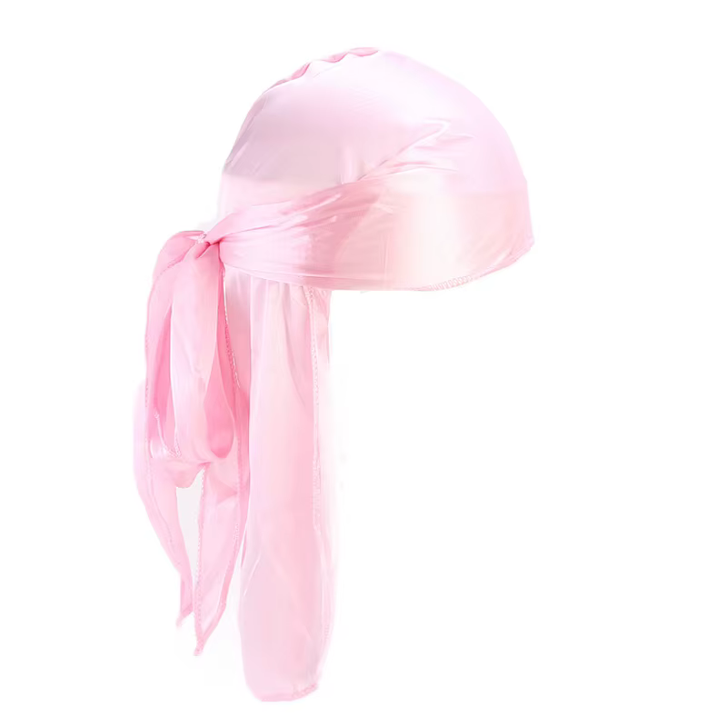 Unisexe longue soyeuse Durag longue queue foulard soyeux musulman Doo chiffon Pirate chapeau Durag c