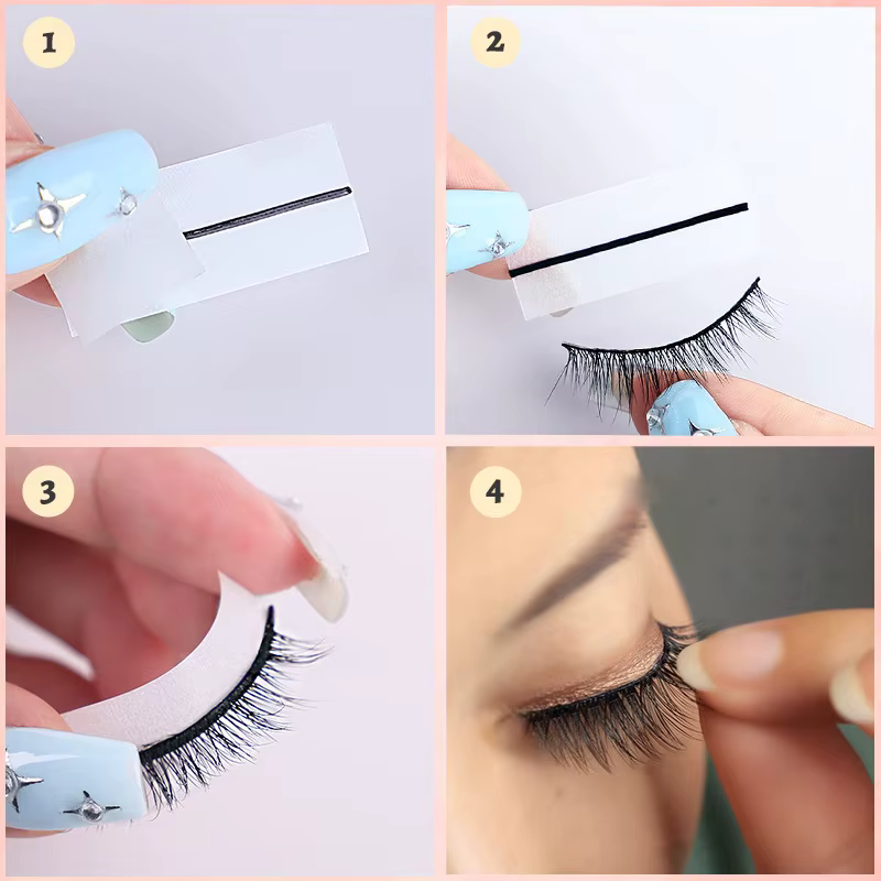 Bande de colle pour faux-cils auto-adhésive réutilisable, sans colle, hypoallergénique, bande d'exte