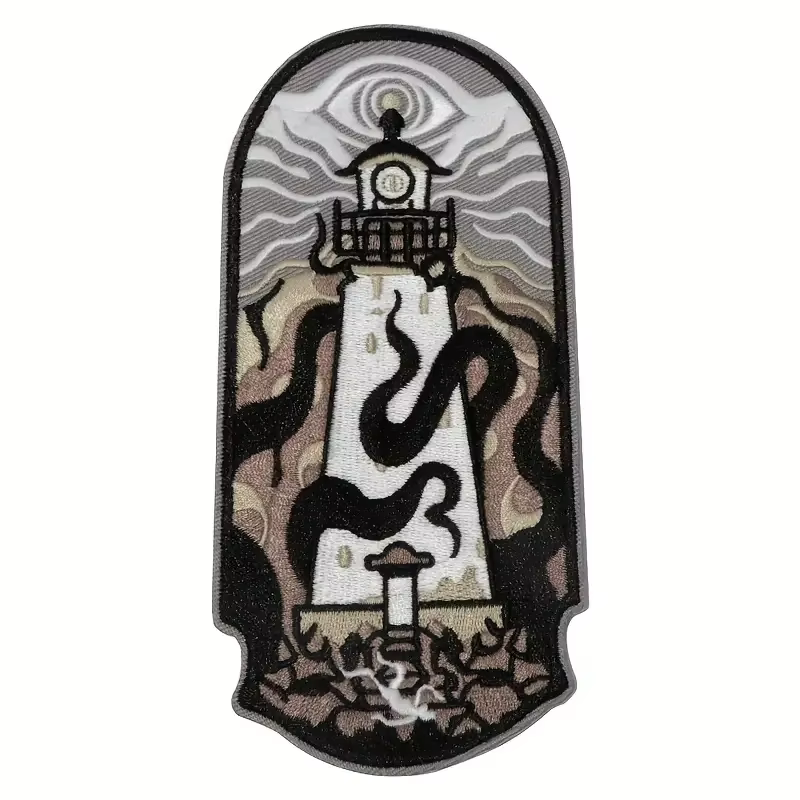 Patch brodé phare lumineux sur la mer, Badge esthétique, cadeau à faire soi-même, patchs à repasser