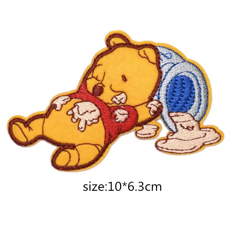 Badge ours mignon brodé Winnie the Poo, 1 pièce, grand Patch en peluche, accessoires pour vêtements,