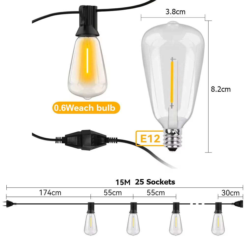 Guirxiété lumineuse LED ST38, lumière dégradée, décoration de mariage, jardin, étanche, extérieur, 7