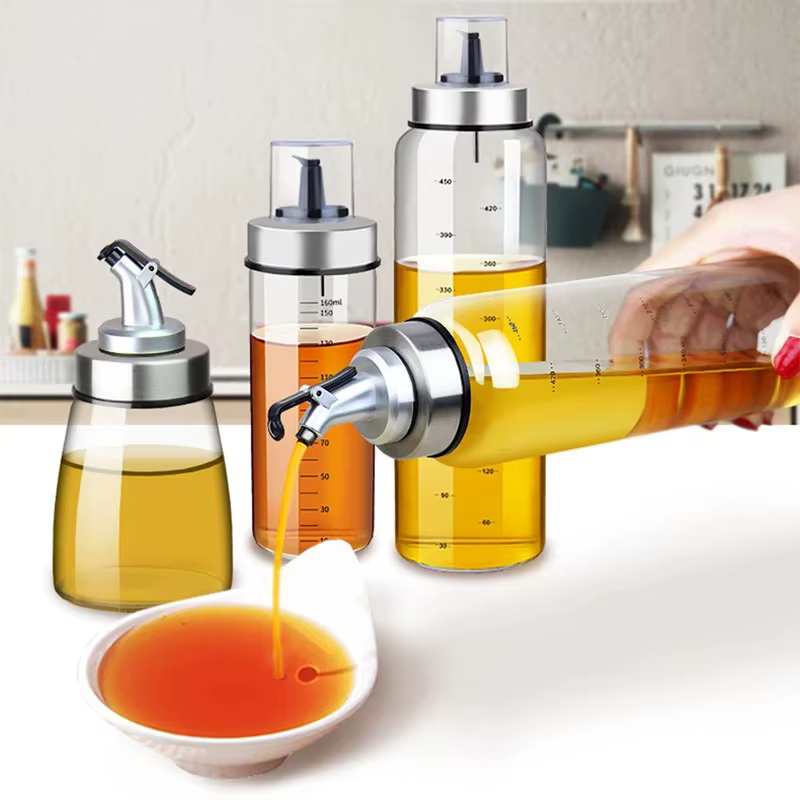 Bouteille d'huile d'assaisonnement de cuisine, bouteille ATI CE, stockage en verre HI pour huile et 