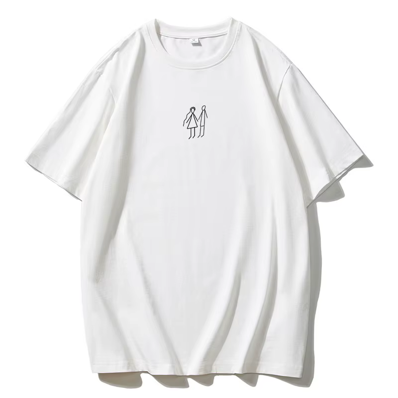 Hirsionsan-T-shirt imprimé graffiti minimaliste pour femme, col rond, coton doux, vêtements décontra