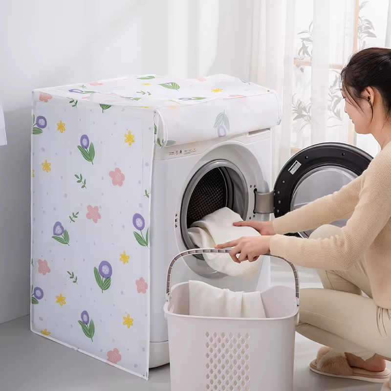 Couvercle anti-poussière pour Machine à laver à tambour, imprimé de dessin animé mignon, couverture 