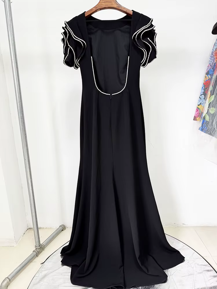HIGH STREET Nouvelle Collection 2026 Robe Longue de Soirée Designer pour Femme, Ornée de Perles et d