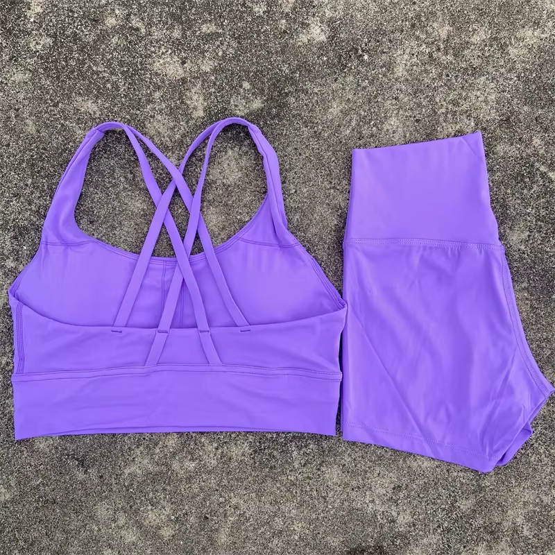 Ensemble de vêtements de Yoga 2 pièces, ensemble short de sport pour femmes, soutien-gorge croisé da